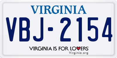 VA license plate VBJ2154