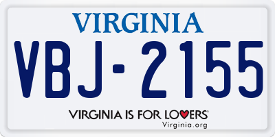 VA license plate VBJ2155