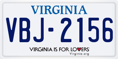 VA license plate VBJ2156