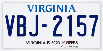 VA license plate VBJ2157