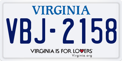 VA license plate VBJ2158