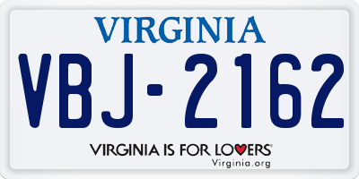 VA license plate VBJ2162
