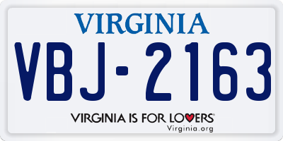 VA license plate VBJ2163
