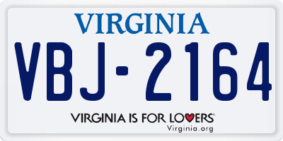 VA license plate VBJ2164