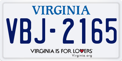 VA license plate VBJ2165
