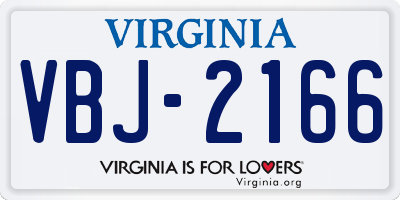 VA license plate VBJ2166