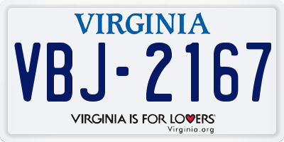 VA license plate VBJ2167