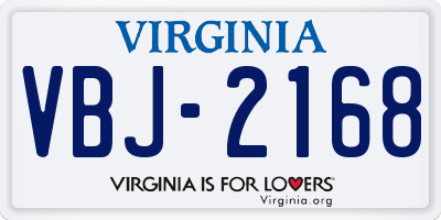 VA license plate VBJ2168
