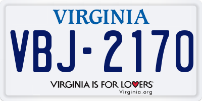 VA license plate VBJ2170