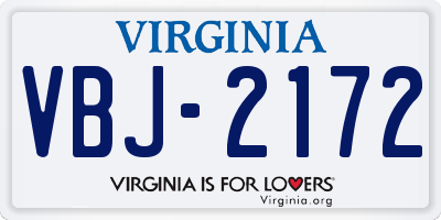 VA license plate VBJ2172