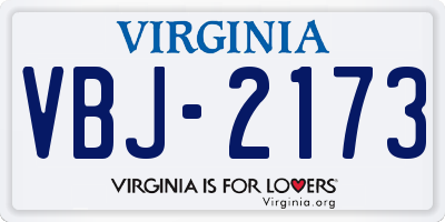 VA license plate VBJ2173