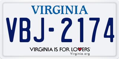 VA license plate VBJ2174