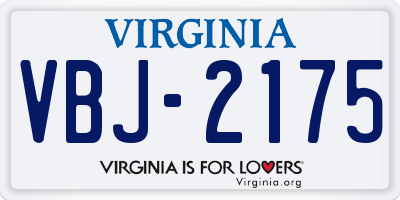 VA license plate VBJ2175