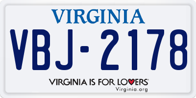 VA license plate VBJ2178