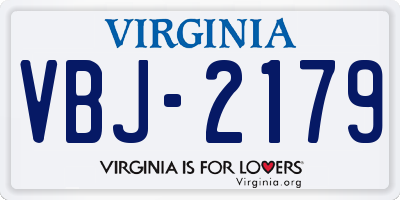 VA license plate VBJ2179