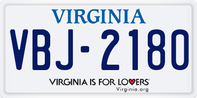 VA license plate VBJ2180