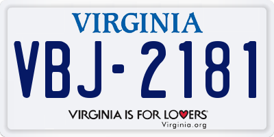 VA license plate VBJ2181