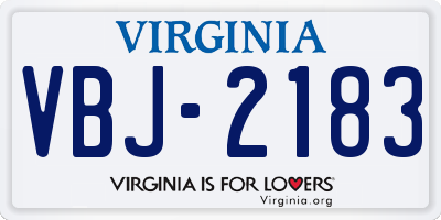 VA license plate VBJ2183