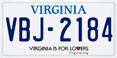 VA license plate VBJ2184