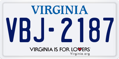 VA license plate VBJ2187