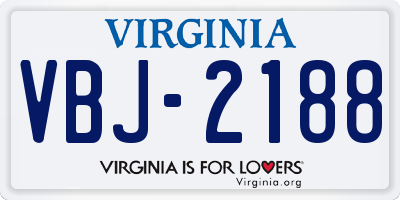 VA license plate VBJ2188