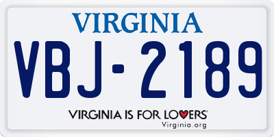 VA license plate VBJ2189