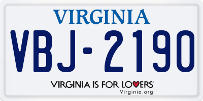 VA license plate VBJ2190