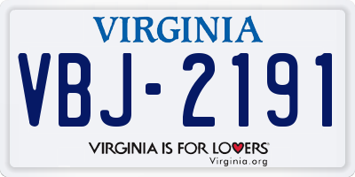 VA license plate VBJ2191