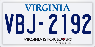 VA license plate VBJ2192