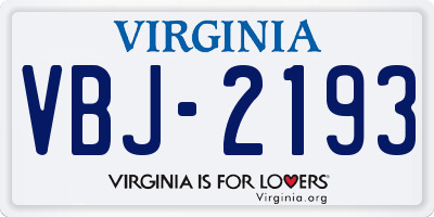 VA license plate VBJ2193