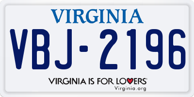VA license plate VBJ2196