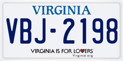 VA license plate VBJ2198