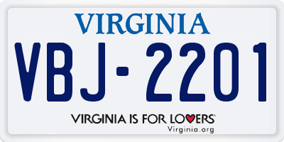 VA license plate VBJ2201