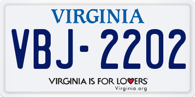 VA license plate VBJ2202