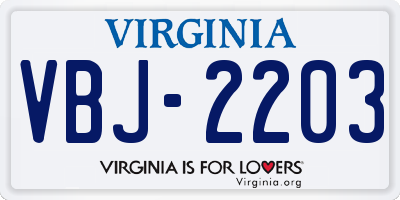VA license plate VBJ2203