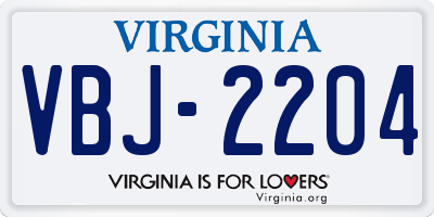 VA license plate VBJ2204