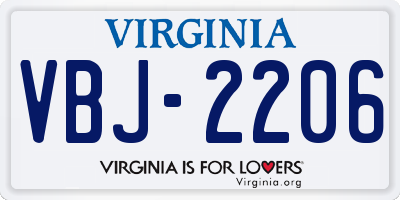 VA license plate VBJ2206
