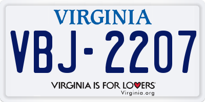 VA license plate VBJ2207
