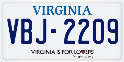 VA license plate VBJ2209