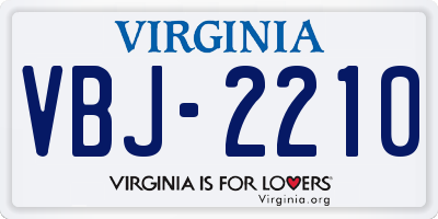 VA license plate VBJ2210