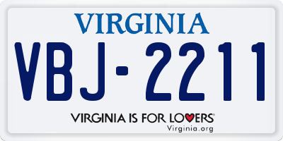 VA license plate VBJ2211