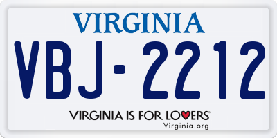 VA license plate VBJ2212