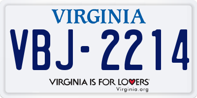 VA license plate VBJ2214