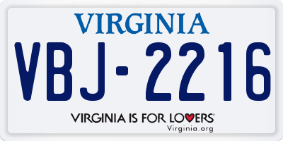 VA license plate VBJ2216