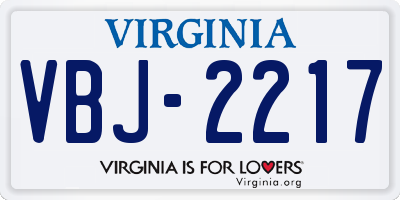 VA license plate VBJ2217