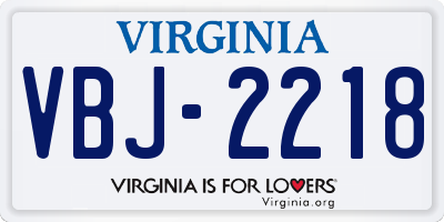 VA license plate VBJ2218