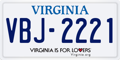 VA license plate VBJ2221