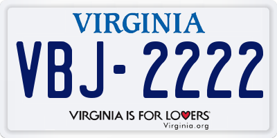 VA license plate VBJ2222