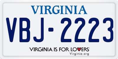 VA license plate VBJ2223