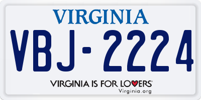 VA license plate VBJ2224